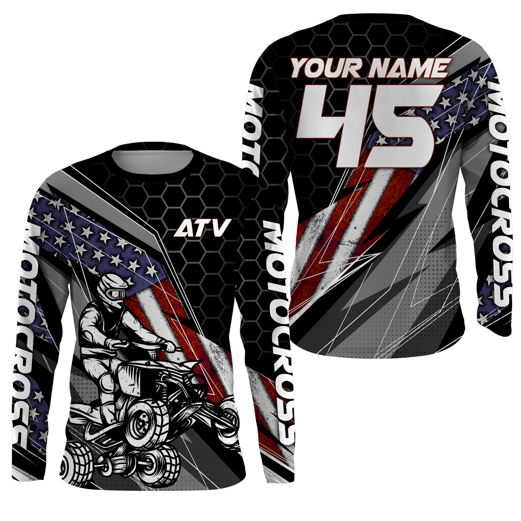 ATV Motocross Jersey UPF30+ ATV Quad Bike Shirt Men Kid American Flag ATV Racing Jersey MX29