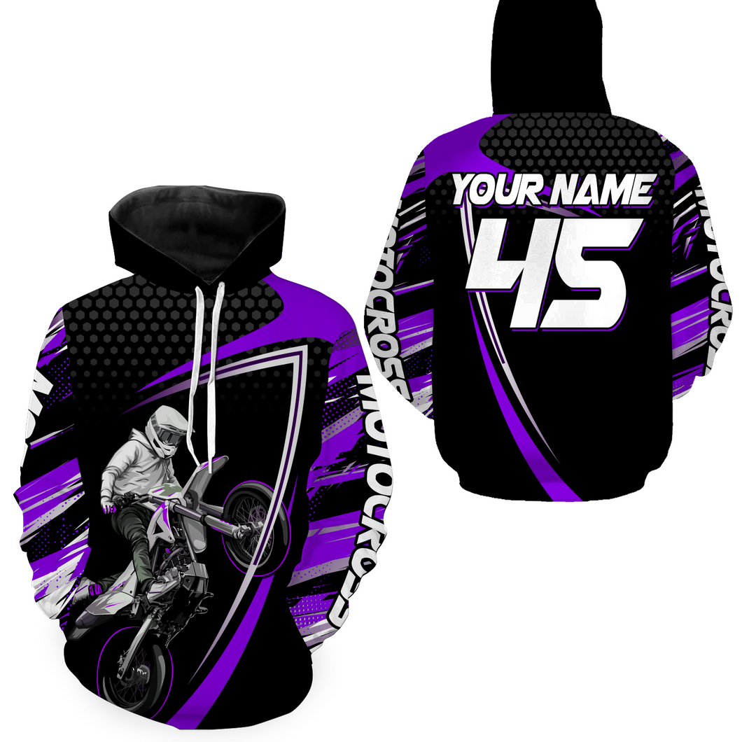 Purple Motocross Racing Hoodie Jersey For Men Women Motorcycle Dirt Bike Hoodie Zip MH124