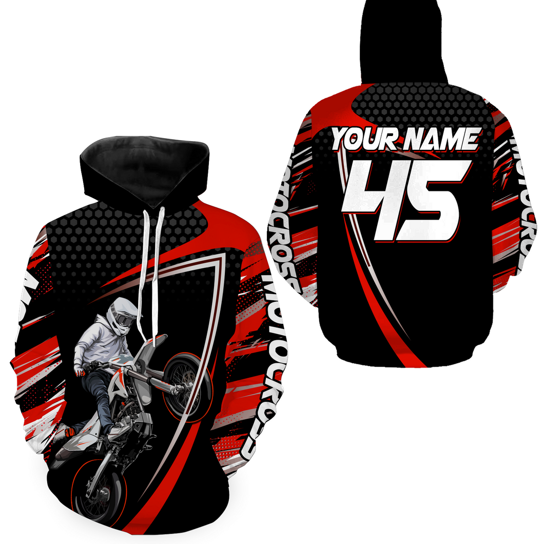 Red Motocross Racing Hoodie Jersey For Men Women Motorcycle Dirt Bike Hoodie Zip MH124