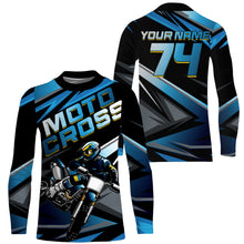 Load image into Gallery viewer, Blue Motocross Jersey Upf30+ Dirt Bike Youth Motocross Riding Shirt Men Women Kid XM38