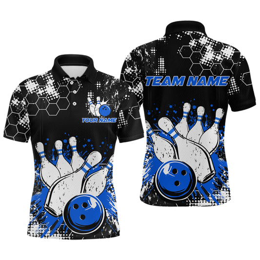 Blue Watercolor Bowling Shirts Men Women Team Custom Bowling Polo & 1/4 Zip Shirt MBL60