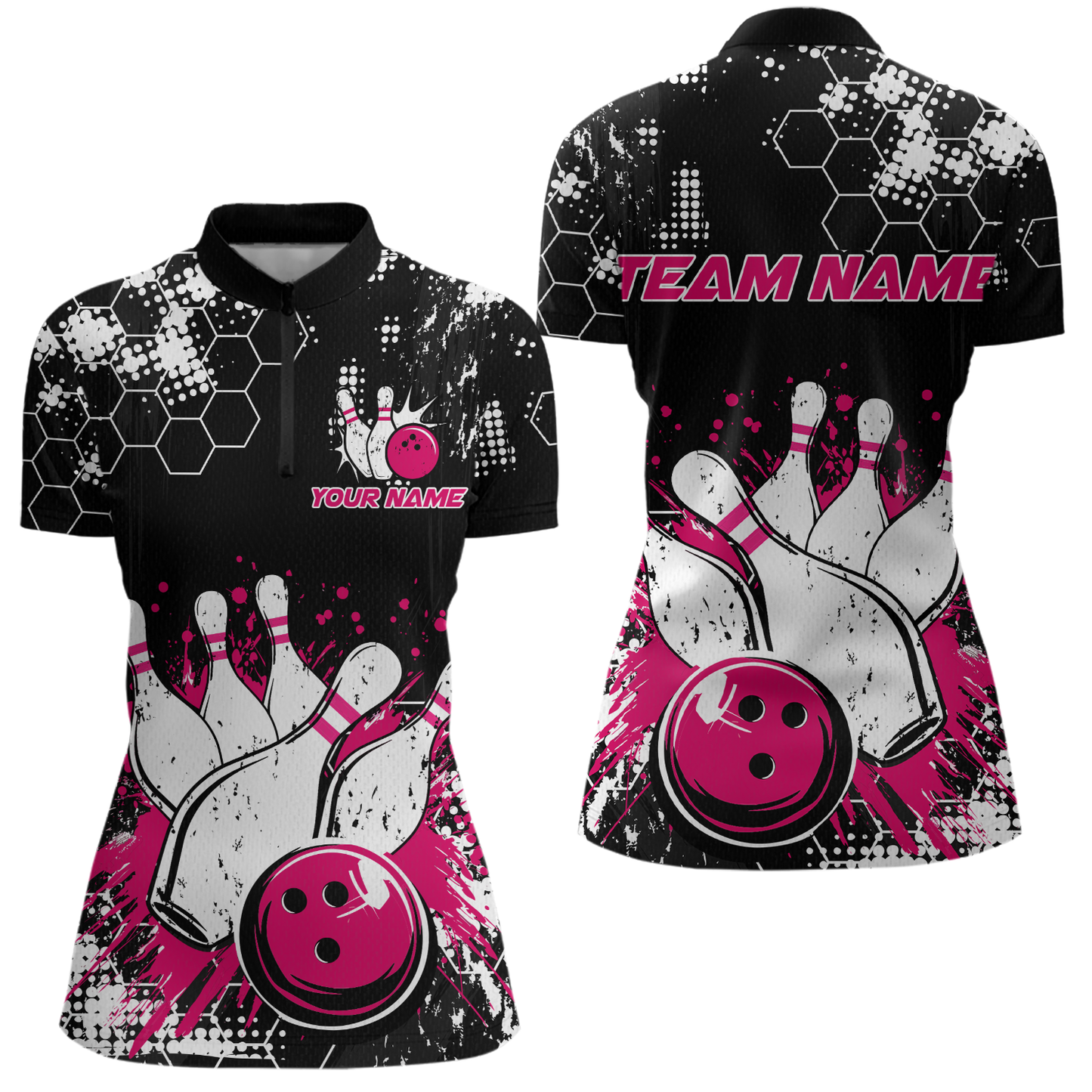 Pink Watercolor Bowling Shirts Men Women Team Custom Bowling Polo & 1/4 Zip Shirt MBL60