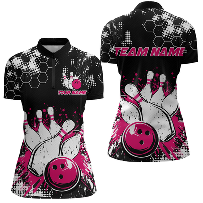 Pink Watercolor Bowling Shirts Men Women Team Custom Bowling Polo & 1/4 Zip Shirt MBL60