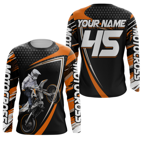 Motocross Racing Jersey Orange Upf30+ MX Racing Dirt Bike Jersey Kid Men Motorcycle XM173