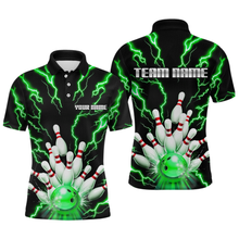 Load image into Gallery viewer, Thunder Lightning Green Bowling Shirt Custom Bowling Jersey for Men Women Team MBL66