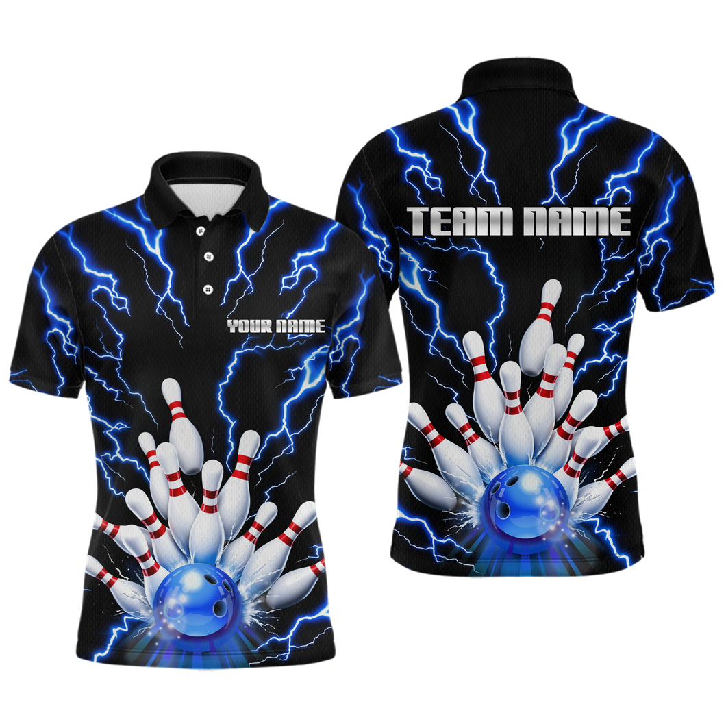 Thunder Lightning Blue Bowling Shirt Custom Bowling Jersey for Men Women Team MBL66