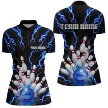 Load image into Gallery viewer, Thunder Lightning Blue Bowling Shirt Custom Bowling Jersey for Men Women Team MBL66