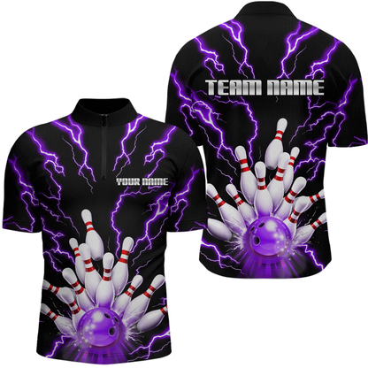 Thunder Lightning Purple Bowling Shirt Custom Bowling Jersey for Men Women Team MBL66