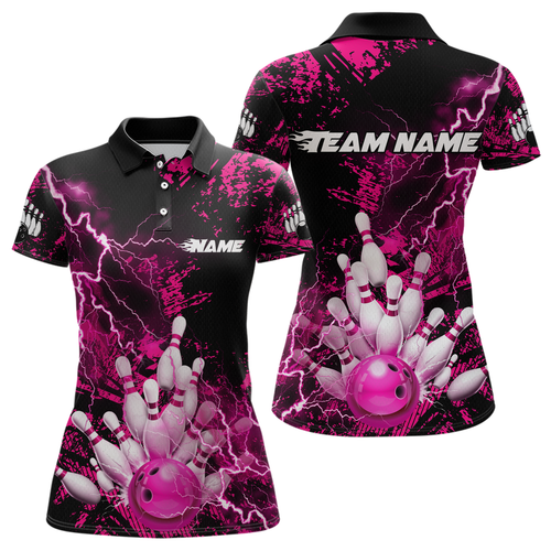 Pink Thunder Lightning Bowling Shirt Custom Colorful Bowling Jersey Men Women Team MBL67