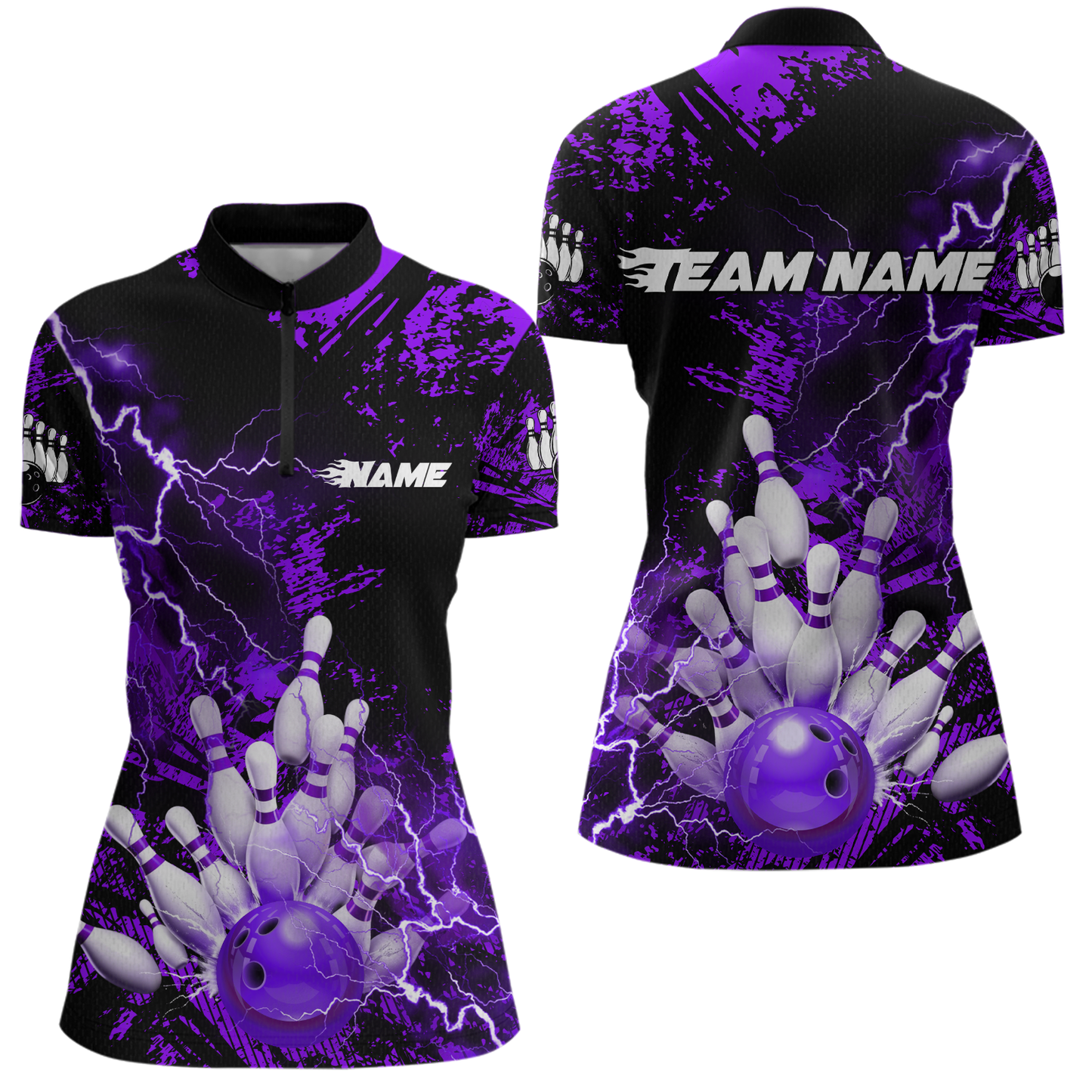 Purple Thunder Lightning Bowling Shirt Custom Colorful Bowling Jersey Men Women Team MBL67