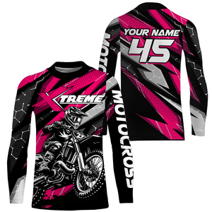 Pink Motocross Jersey Youth Women Men Upf30+ Dirt Bike Shirt Motorcycle Riding Shirt XM271