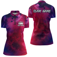 Load image into Gallery viewer, Blue and Pink Ink Bowling Shirts Custom for Women Men Team Bowling Jerseys MBL113