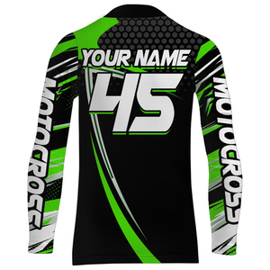 Custom ATV Motocross Racing Jersey Green UPF30+ ATV Quad Bike Shirt Men Women Kid MX38