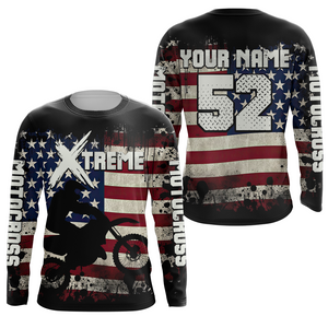 Patriotic American Flag Motocross Jersey Youth UPF30+ Extreme Dirt Bike Racing Shirt Kid Men Women XM124