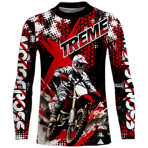 Motocross Jersey Red UPF30+ Youth Xtreme Dirt Bike Shirt Kids Men Off-road MX Racing XM135