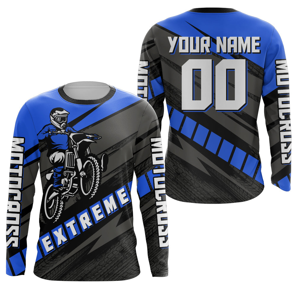 Custom Motocross Jersey UPF30+ Dirt Bike Youth Shirt MX Racing Adult&Kid Blue Jersey XM210