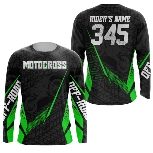 Motocross Racing Jersey Youth Men Kid UPF30+ Off-road Dirt Bike Shirt Motorcycle Green XM215