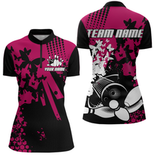Load image into Gallery viewer, Custom Pink Butterflies Bowling Shirts for Men Women Bowling Jersey Team Name MBL79