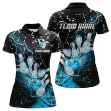 Load image into Gallery viewer, Custom Teal Lightning Bowling Shirts for Men Women Team Bowling Polo &amp; 1/4 Zip MBL80