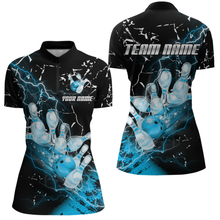 Load image into Gallery viewer, Custom Teal Lightning Bowling Shirts for Men Women Team Bowling Polo &amp; 1/4 Zip MBL80