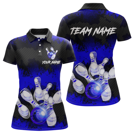 Customize Blue Bowling Shirts for Men Women Team Bowling Polo & 1/4 Zip Shirts MBL81