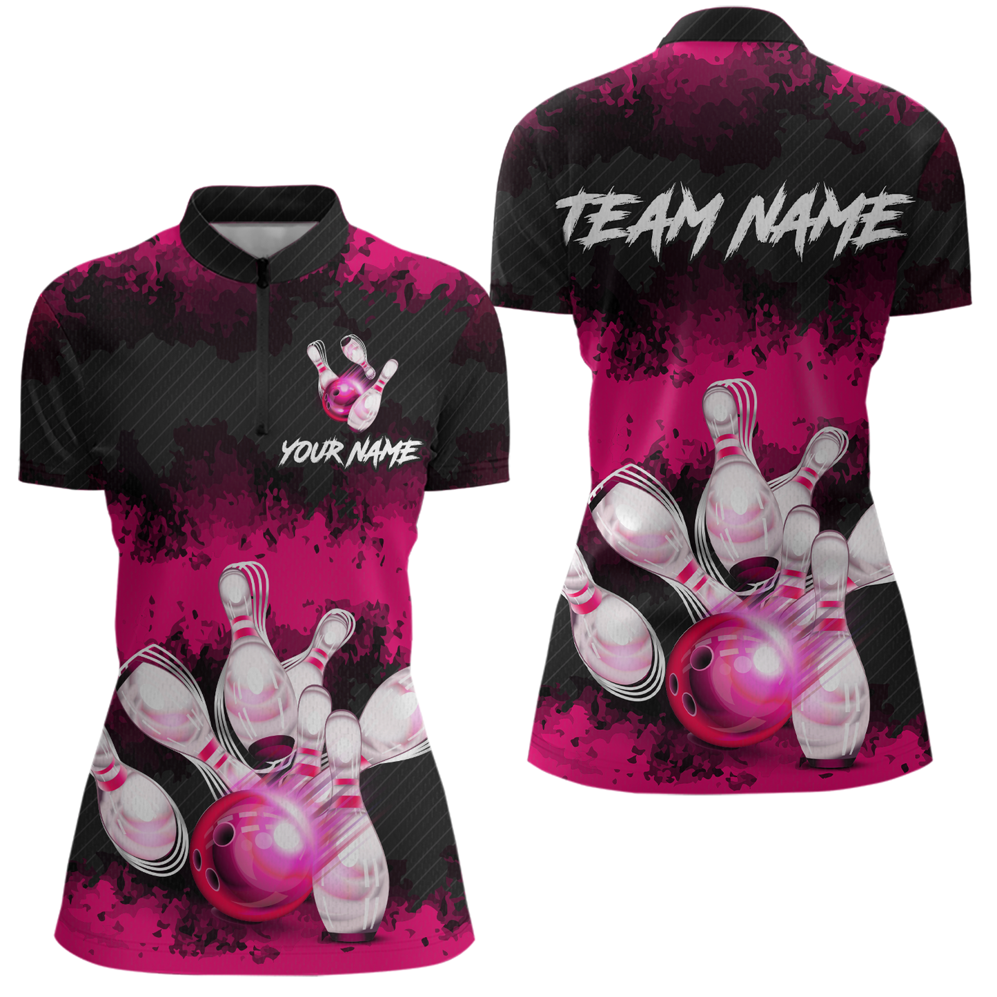 Customize Pink Bowling Shirts for Men Women Team Bowling Polo & 1/4 Zip Shirts MBL81