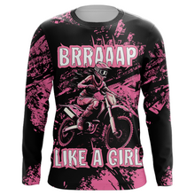 Load image into Gallery viewer, Racing Jersey Pink Black Motocross Shirt Girl Women UPF30+ Motorcycle Off-Road Shirt XM218