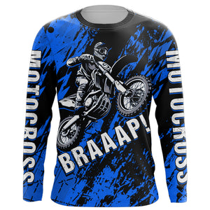 Motocross Racing Jersey Blue UPF30+ Youth Dirt Bike Shirt Men Kid Off-road Riding Shirt XM87