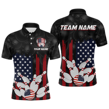 Load image into Gallery viewer, Custom American Flag Bowling Shirts for Men Women Patriotic Bowling Polo &amp; 1/4 Zip MBL03