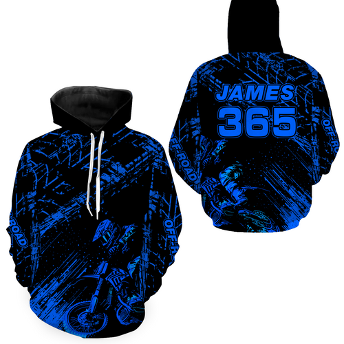 Blue Motocross Hoodie Jersey Custom for Men Women Motorcycle Dirt Bike Hoodie Zip MH146