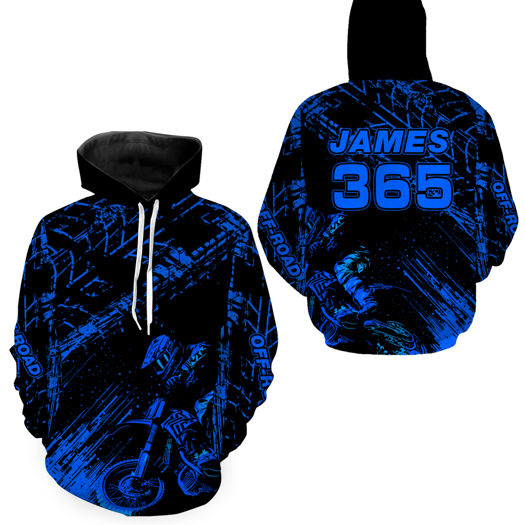 Blue Motocross Hoodie Jersey Custom for Men Women Motorcycle Dirt Bike Hoodie Zip MH146