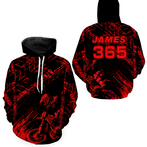 Red Motocross Hoodie Jersey Custom for Men Women Motorcycle Dirt Bike Hoodie Zip MH146