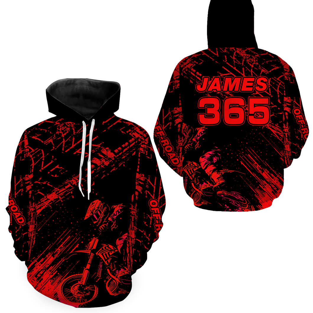 Red Motocross Hoodie Jersey Custom for Men Women Motorcycle Dirt Bike Hoodie Zip MH146