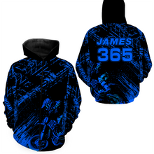 Load image into Gallery viewer, Blue Motocross Hoodie Jersey Custom for Men Women Motorcycle Dirt Bike Hoodie Zip MH146