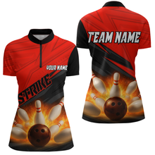 Load image into Gallery viewer, Custom Flaming Red Bowling Shirts for Women Men Team Bowling Polo &amp; Quarter Zip MBL99