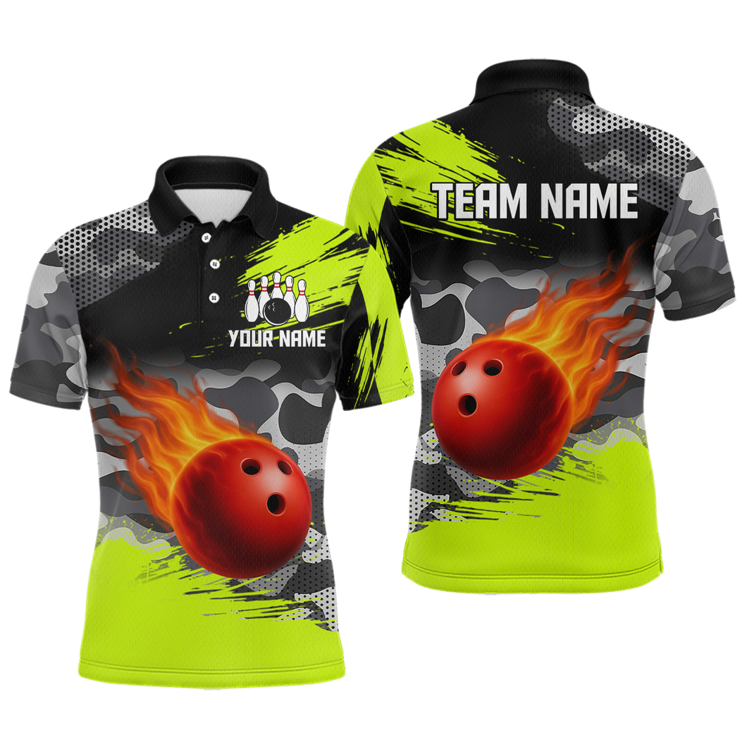 Custom Lime Green Bowling Shirt for Men Women Team Bowling Jerseys Polo 1/4 Zip MBL100