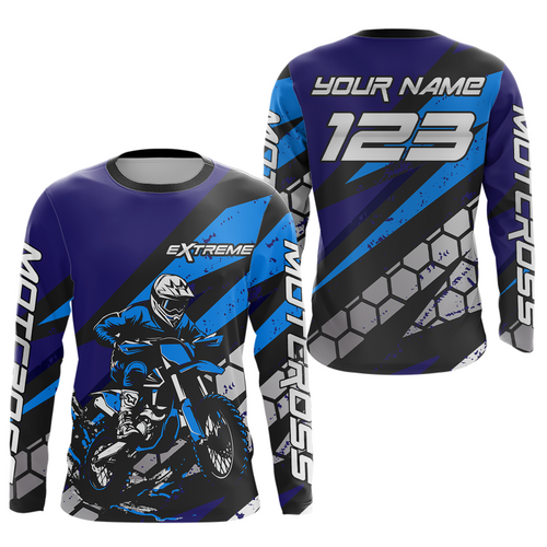 Blue Motocross Jersey Custom Dirt Bike Racing Shirt Men Kid Woman Off-road Jersey XM344