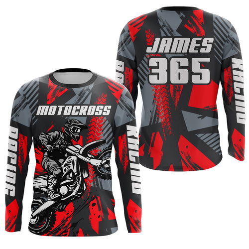 Red Motocross Jersey Custom Dirt Bike Motorcycle Racing Shirt For Kid Men Women XM289