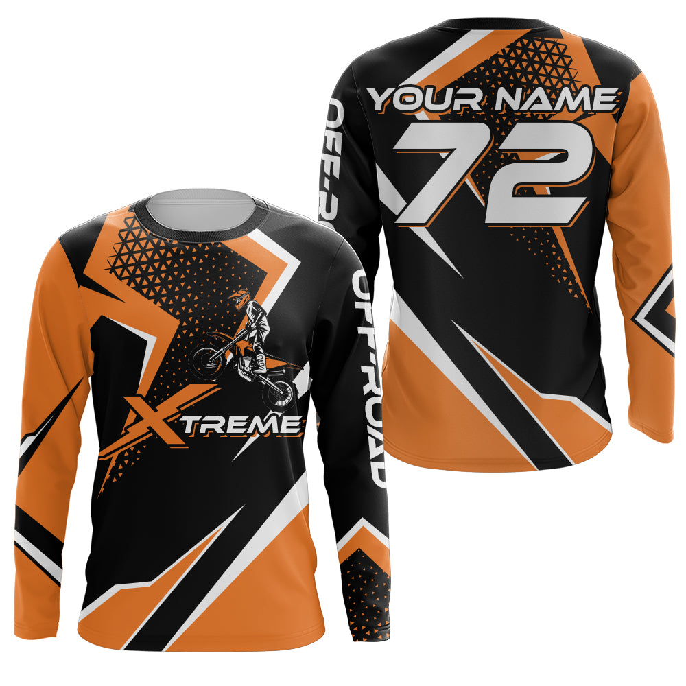 Personalized Orange Racing Jersey UPF30+ Motocross Extreme Kid&Adult Dirt Bike Motorcycle Shirt XM16