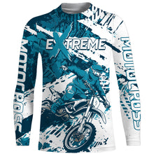 Load image into Gallery viewer, Blue Motocross Jersey UPF30+ Personalized Dirt Bike Youth Motocross Shirt Extreme Off-Road XM91