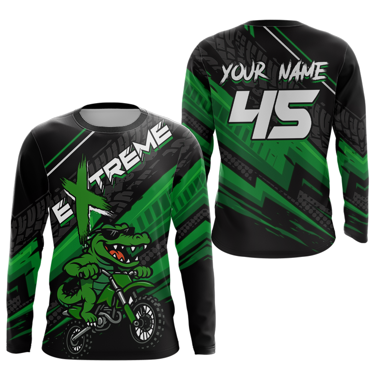 Green Alligator Motocross Jersey Custom Dirt Bike Shirts Men Kid Women Riding Shirts XM379