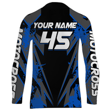 Load image into Gallery viewer, Blue Motocross Racing Jersey Youth UPF30+ Dirt Bike Shirt Off-Road Kid Men Long Sleeves XM152
