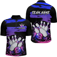 Load image into Gallery viewer, Purple Bowling Shirts Custom for Women Men Team Bowling Polo and 1/4 Zip Shirts MBL116