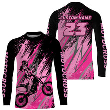 Load image into Gallery viewer, Pink Motocross Racing Jersey UPF30+ Youth Racing Dirt Bike Shirt Off-road Girl Women XM171