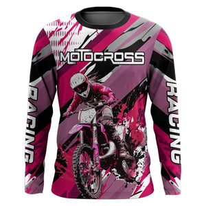 Pink Motocross Racing Jersey Women Kid Girl Upf30+ Dirt Bike Shirt Off-Road MX XM274