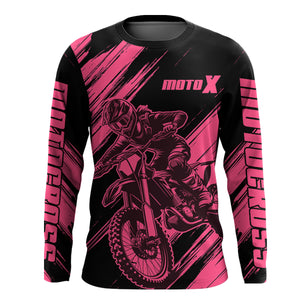 Motocross Racing Jersey Pink For Women Kid Girl Upf30+ MX Off-Road Dirt Bike Shirt XM276