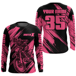 Motocross Racing Jersey Pink For Women Kid Girl Upf30+ MX Off-Road Dirt Bike Shirt XM276