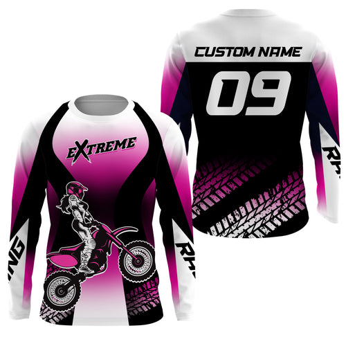 Pink Motocross Racing Jersey Upf30+ Dirt Bike Shirt Youth Women Kid Motorcycle Jersey XM179