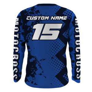 ATV Motocross Jersey Blue UPF30+ Quad Bike Jersey Youth Men Women Kid Motorcycle Shirt MX42