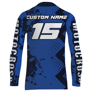 ATV Motocross Jersey Blue UPF30+ Quad Bike Jersey Youth Men Women Kid Motorcycle Shirt MX42